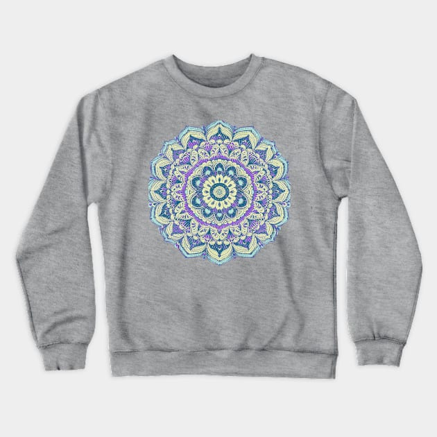 Mandala Pastel Purple Aqua Weathered / Distressed Crewneck Sweatshirt by Pine Hill Goods